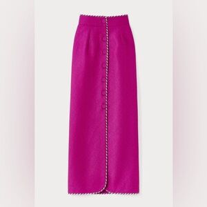 Fuchsia button-front midi skirt with braided trim Destree
